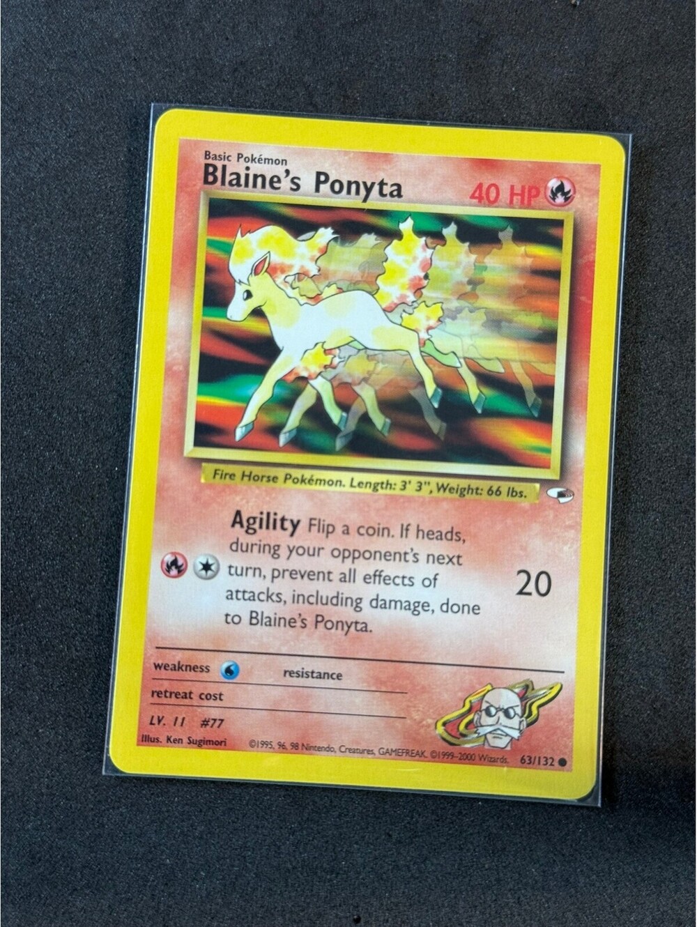 Blaine's Ponyta Pokemon Card 63/132 Holo Rare 40 gym heroes